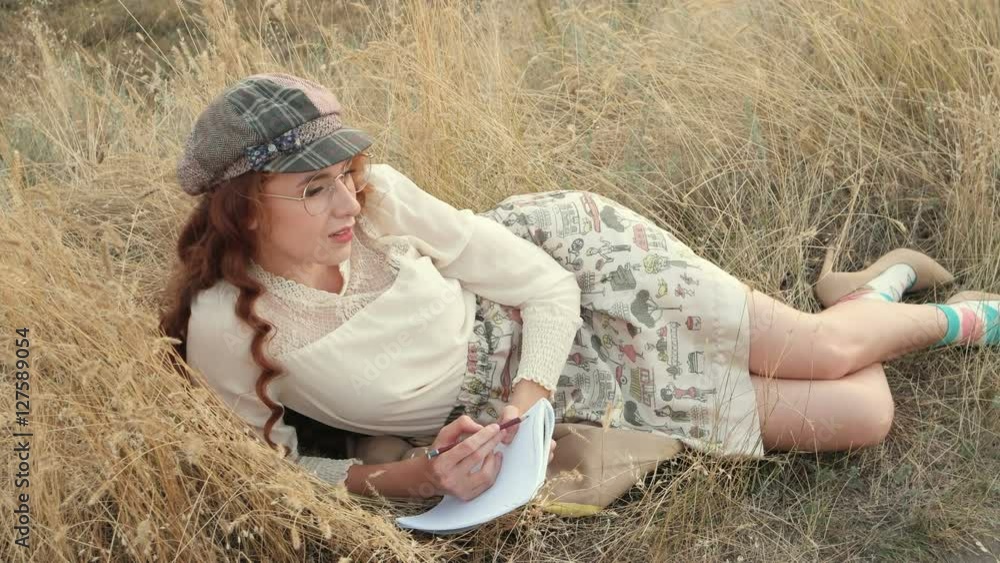 Student or writer on the nature concept Student or writer on the nature concept