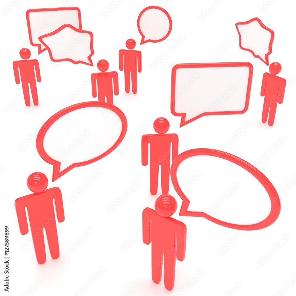 people with talk bubbles isolated over a white background. 3d rendering. people with talk bubbles isolated over a white background. 3d rendering.