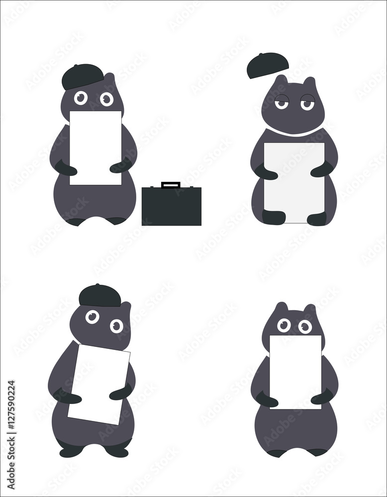 Squirrels in different emmotional states with empty paper in their hands. Squirrels in different emmotional states with empty paper in their hands.