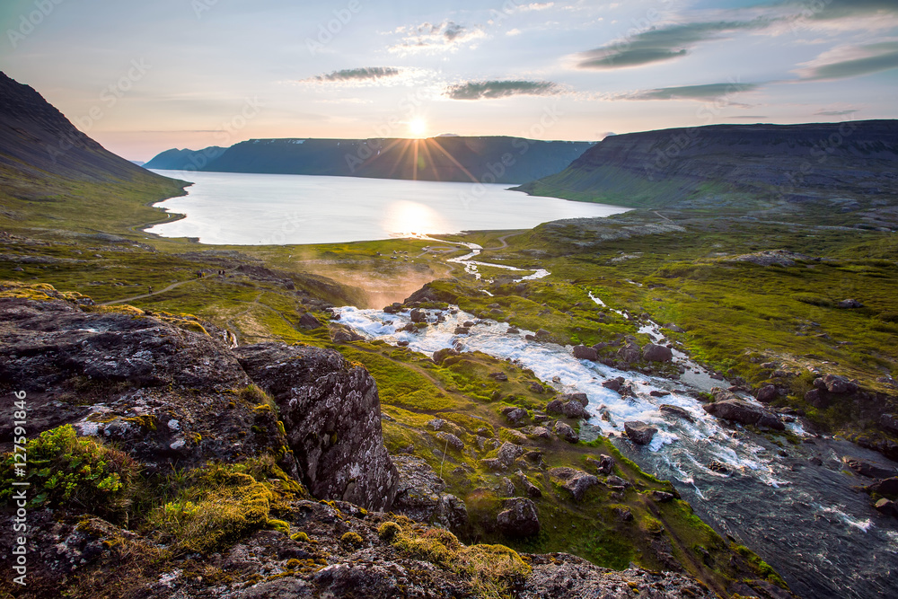 Fototapeta premium Big Dynjandi waterfall in Iceland