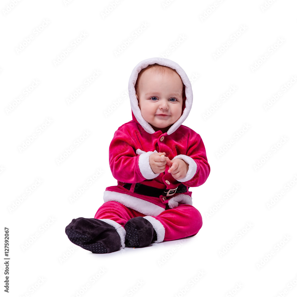 Cute little Santa posing against white background Cute little Santa posing against white background