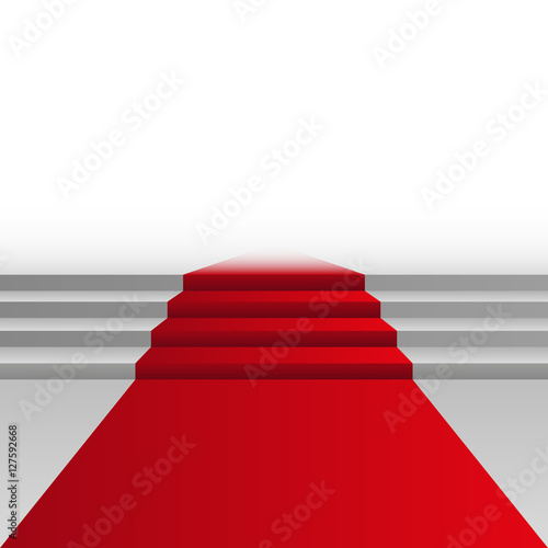 Red carpet on stairs, abstract background, vector