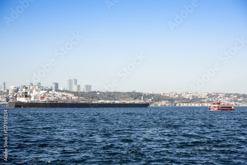 cargoship on istanbul bosphorus sea
