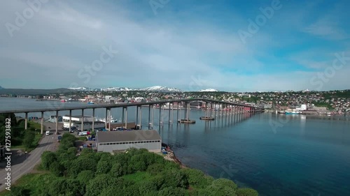Wallpaper Mural Aerial footage from Bridge of city Tromso, Norway aerial photography. Tromso is considered the northernmost city in the world with a population above 50,000. Torontodigital.ca