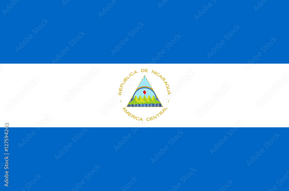 Obraz premium eps 10 vector Nicaragua flag. Nicaraguans flat style flag with stripes and emblem