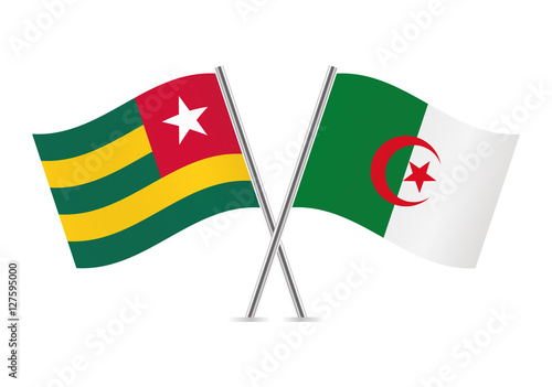 Togo and Algeria flags. Vector illustration.