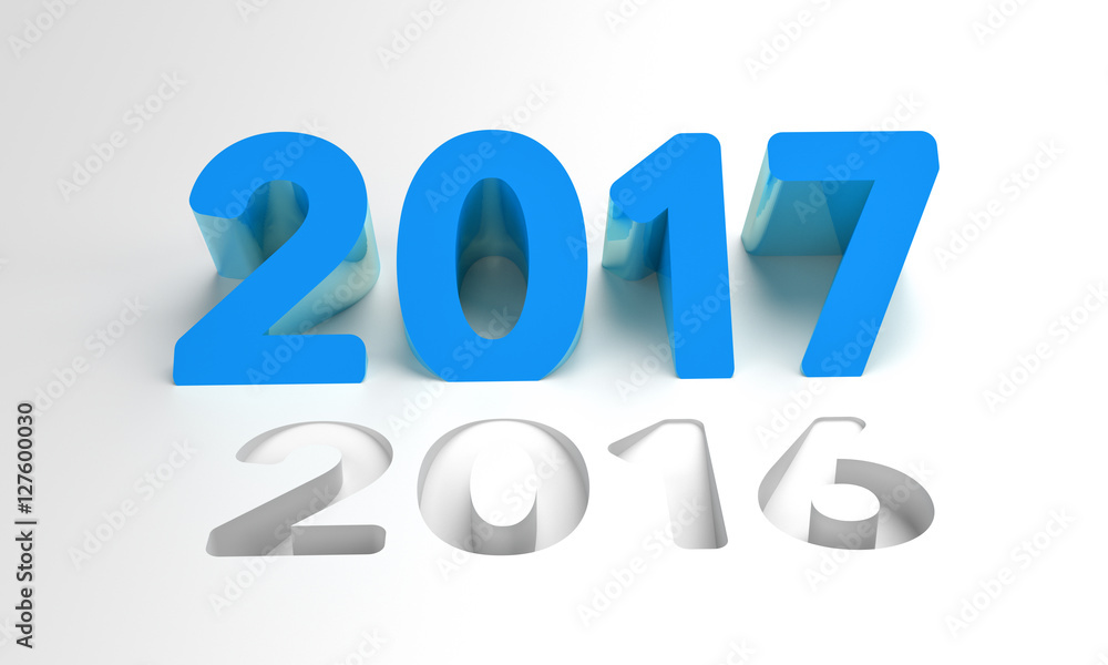 3D rendering blue 2017 new year eve illustration 3D rendering blue 2017 new year eve illustration
