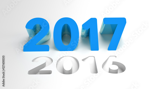 3D rendering blue 2017 new year eve illustration