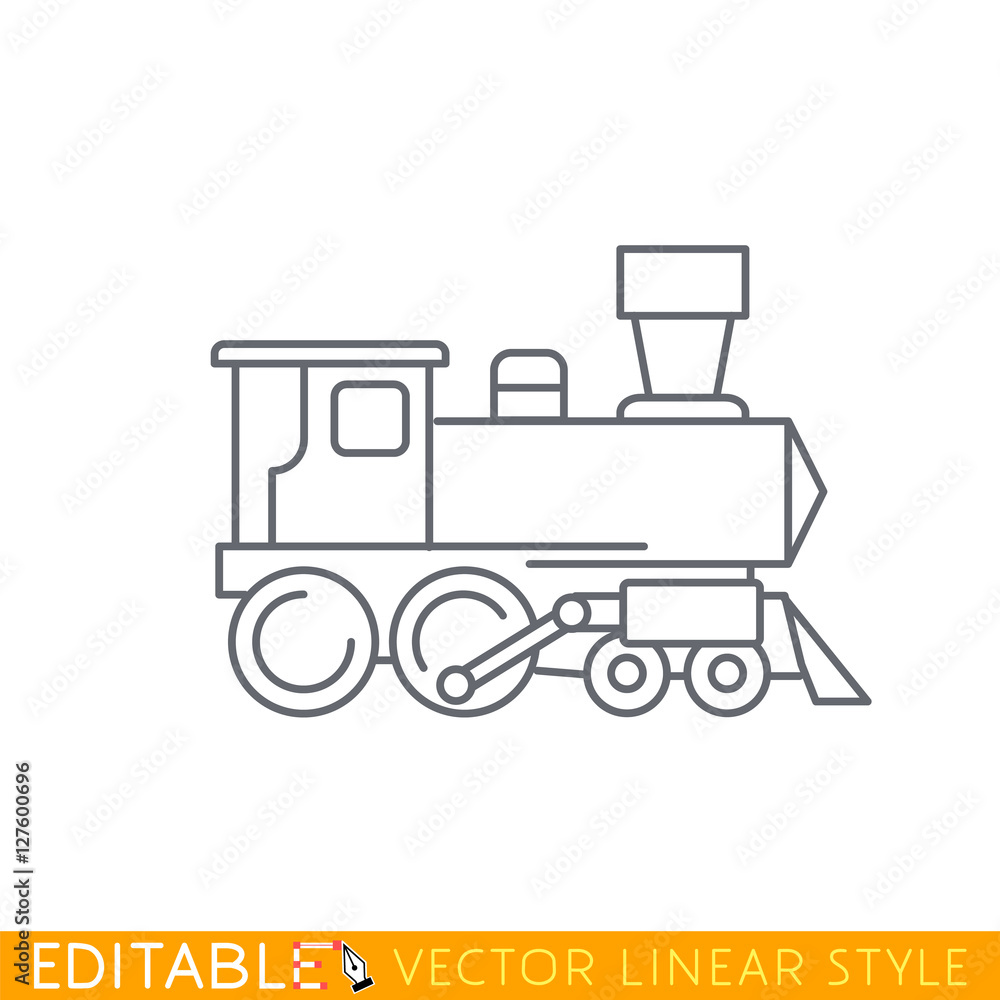 Steam locomotive icon. Editable outline sketch. Stock vector illustration. Steam locomotive icon. Editable outline sketch. Stock vector illustration.
