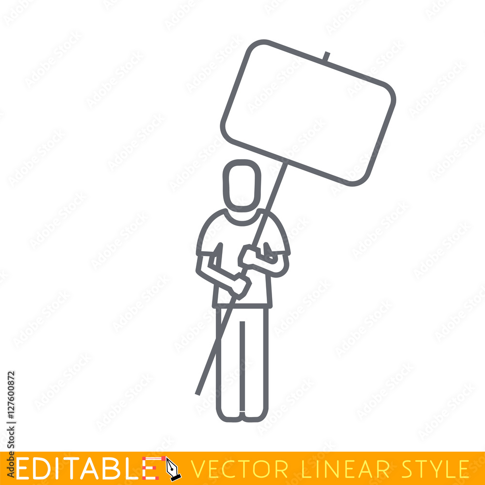 Man or woman holding blank protest board. Man or woman holding blank protest board.