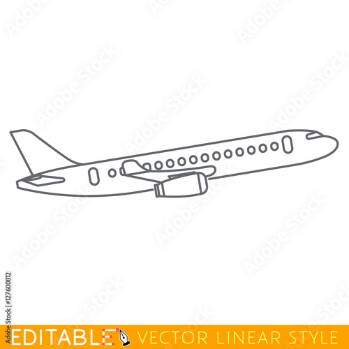 Airliner. Editable outline sketch. Stock vector illustration.