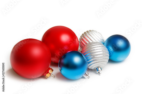 Blue and red christmas balls