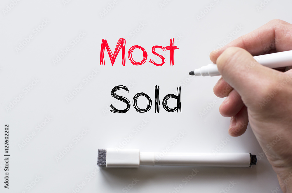 Most sold written on whiteboard Most sold written on whiteboard