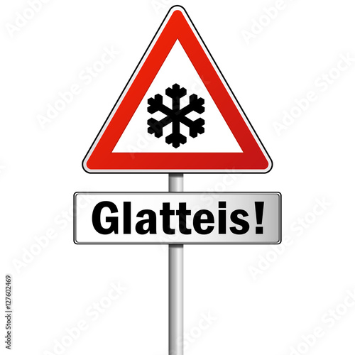 Verkehrsschild Glatteis Gefahr Achtung Schild