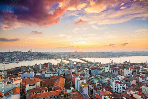 aerial views of istanbul at sundown, turkey