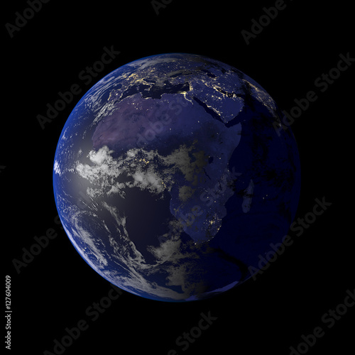 Earth night view from space 3d rendering. © Igor_Filonenko