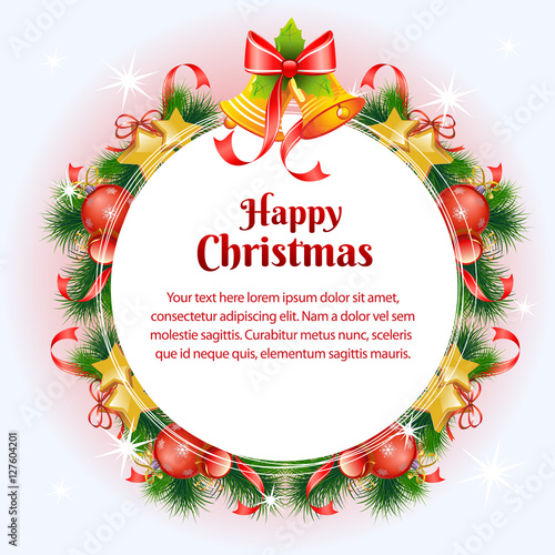 happy christmas card with bell