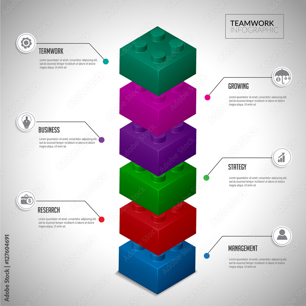 Lego block vector infographic concept teamwork. Layout design elelment can  used for banner chart diagram workflow timeline and web design,presentation  templates background. vector de Stock | Adobe Stock