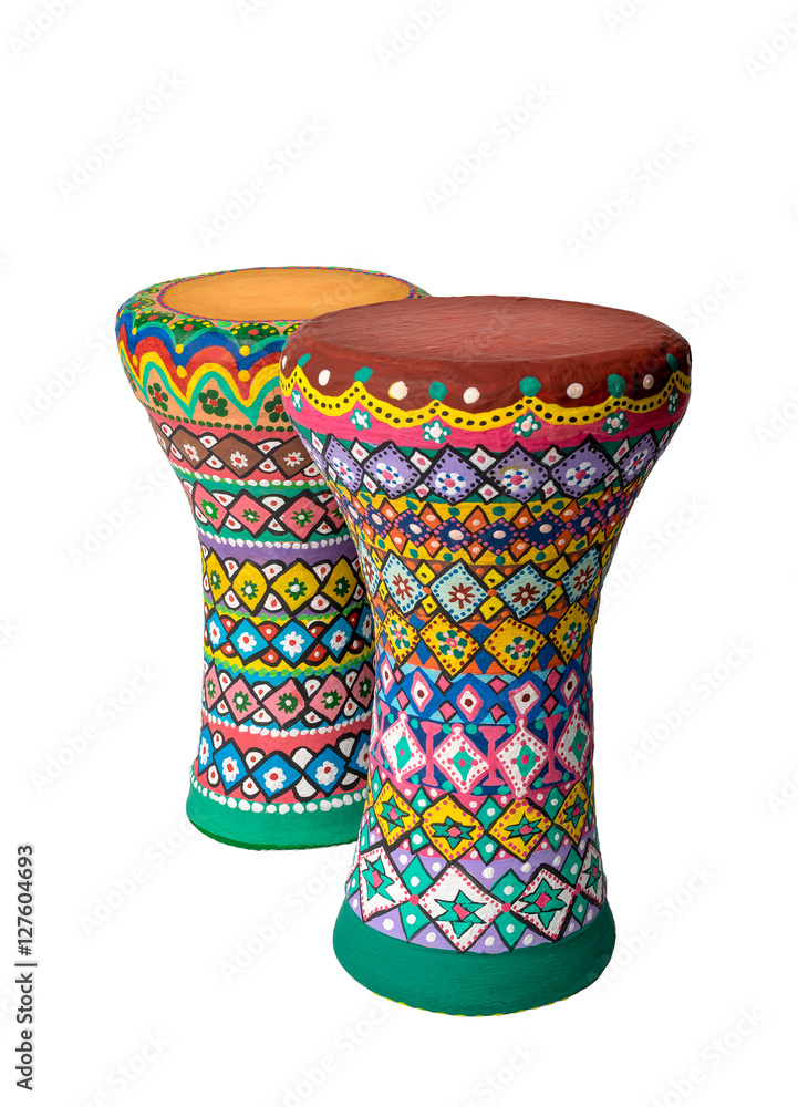 Colorful painted goblet drums (chalice drum, darbuka, doumbek, dumbelek, toumperleki, tablah