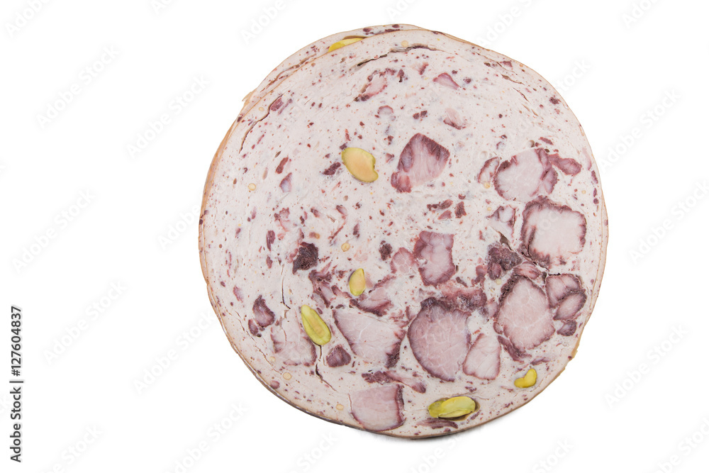 Isolate sliced pistachio ham