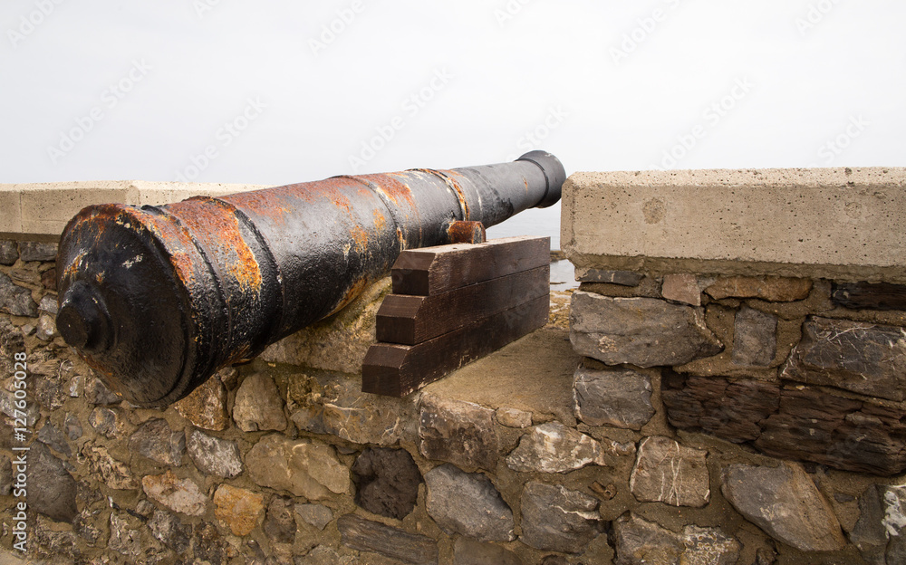 Ancient guns on a fortress wall