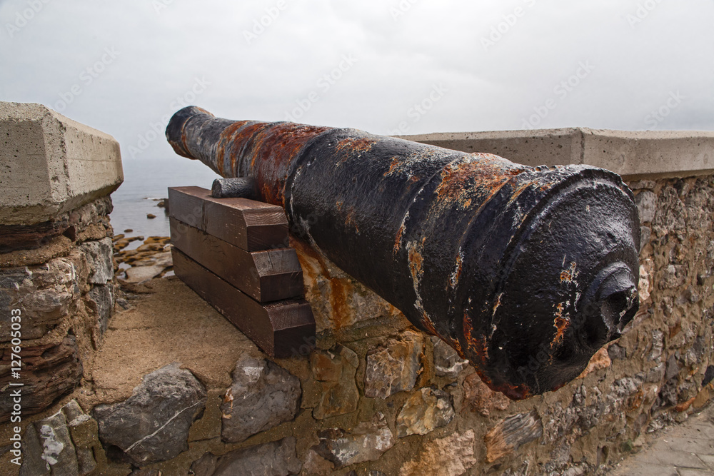 Ancient guns on a fortress wall