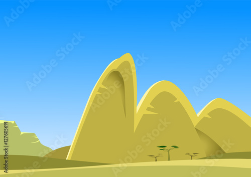 Vector desert landscape with mountains in the background