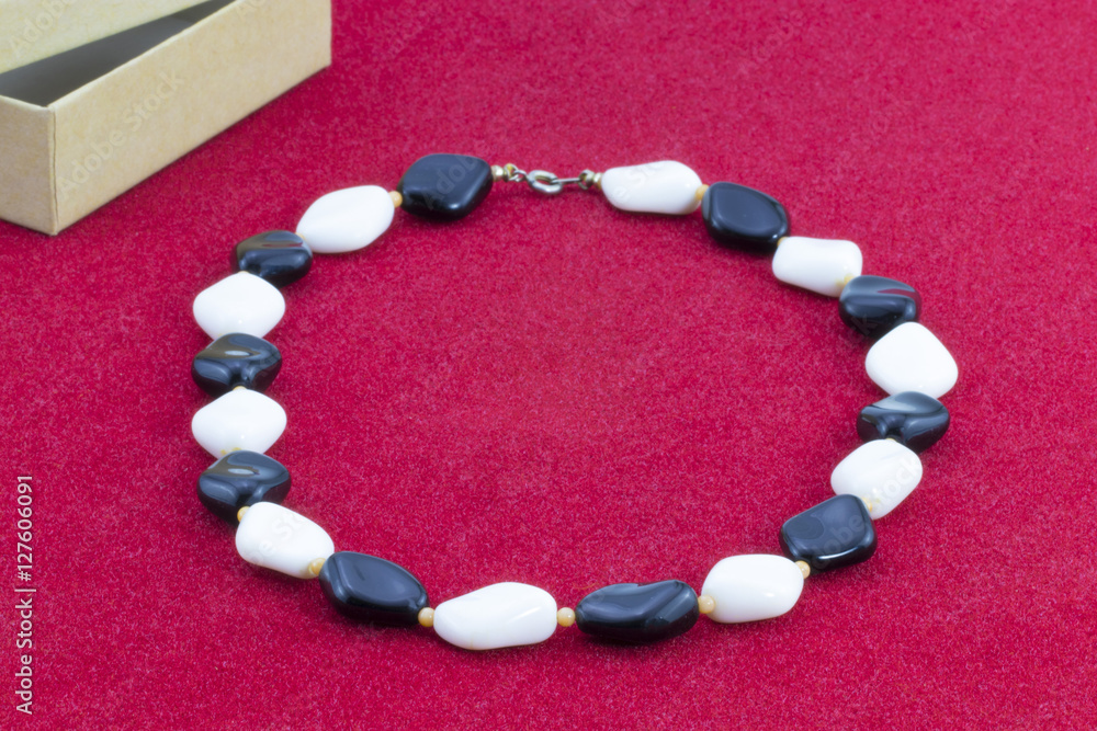 Decoration of beads black and white stones Decoration of beads black and white stones