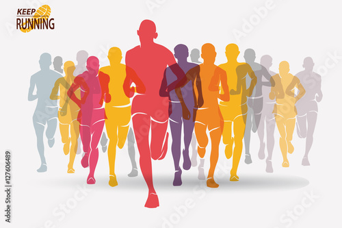 running people set of silhouettes, sport and activity  backgroun