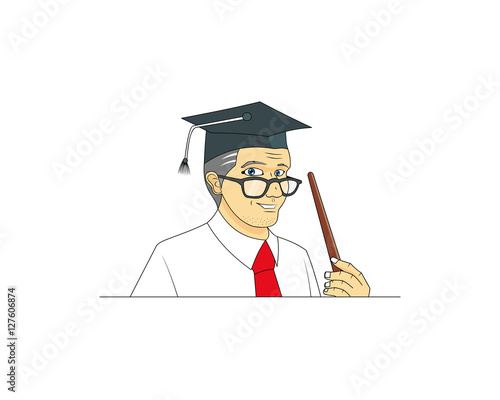 Professor logo Graduation Cap Glasses symbol
