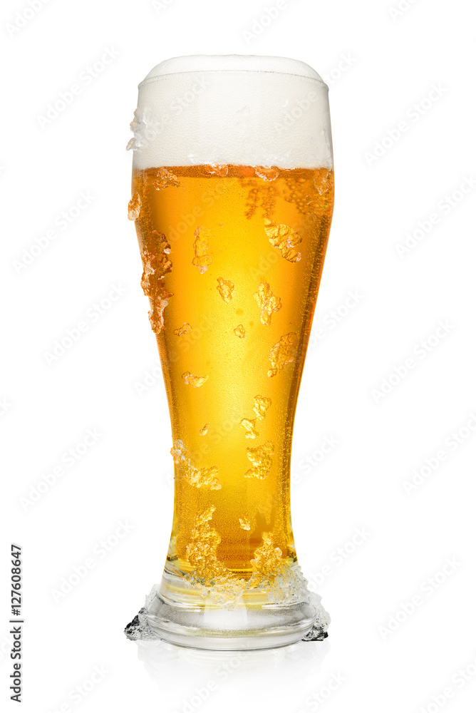 Glass of beer on white Glass of beer on white
