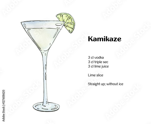Wallpaper Mural hand drawn watercolor cocktail Kamikaze on white background Torontodigital.ca