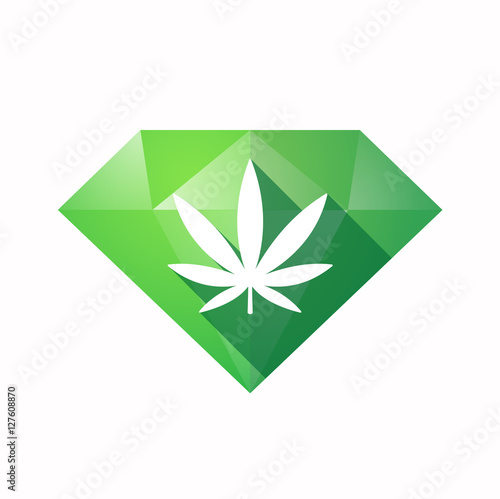 Isolated diamond with a marijuana leaf