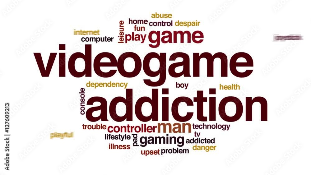Videogame addiction animated word cloud. Videogame addiction animated word cloud.