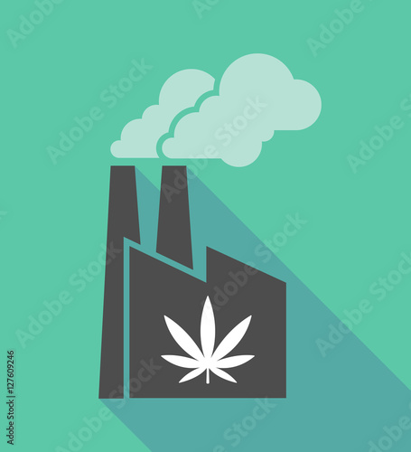 Factory icon with a marijuana leaf