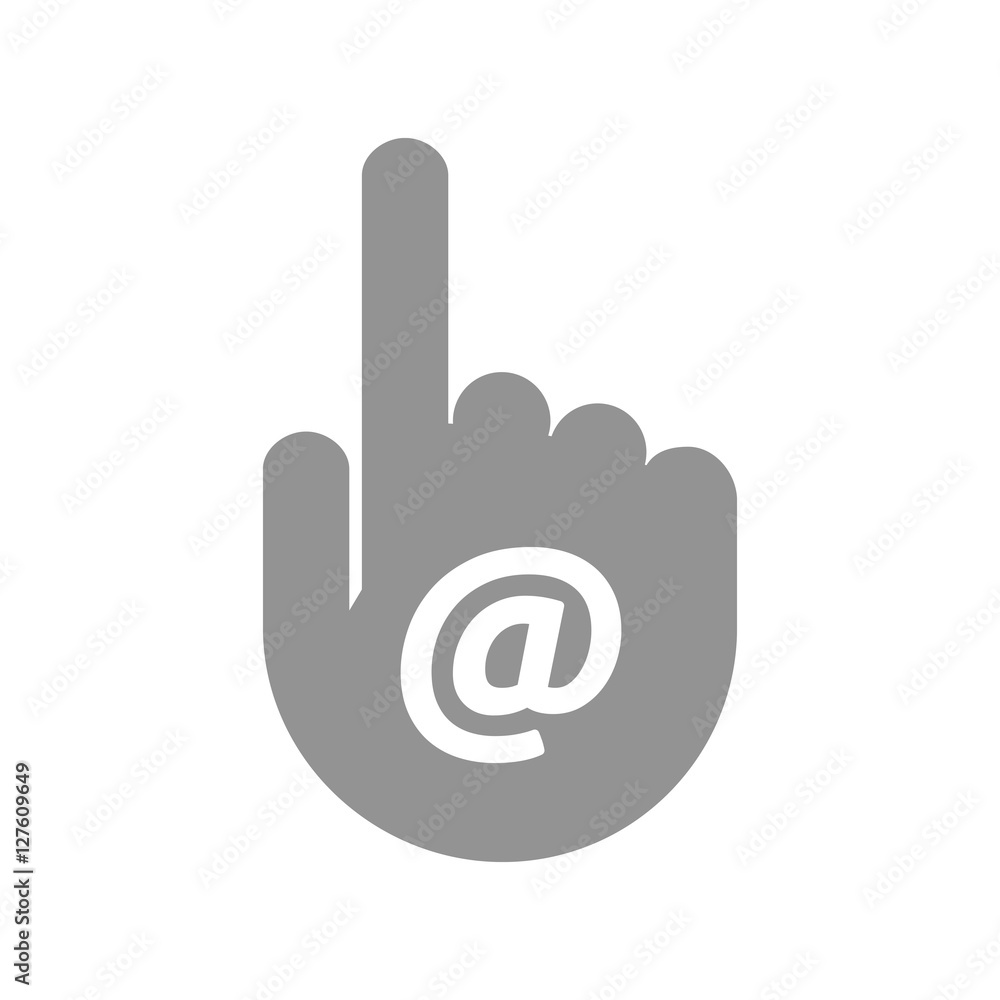 Isolated hand with an at sign Isolated hand with an at sign