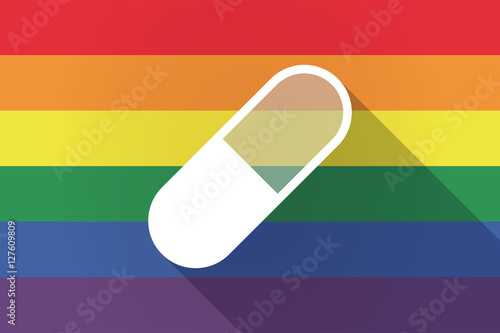 Long shadow lgbt flag with a pill