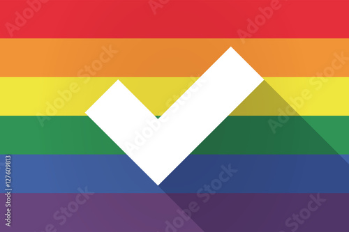 Long shadow lgbt flag with a check mark