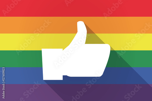 Long shadow lgbt flag with a thumb up hand
