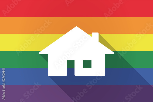 Long shadow lgbt flag with a house