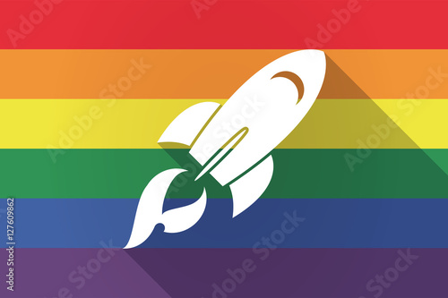 Long shadow lgbt flag with a rocket