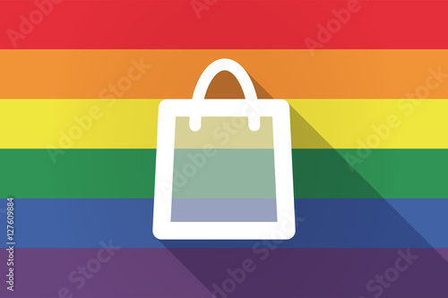 Long shadow lgbt flag with a shopping bag