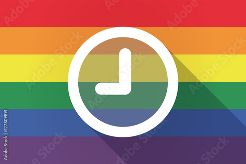 Long shadow lgbt flag with a clock