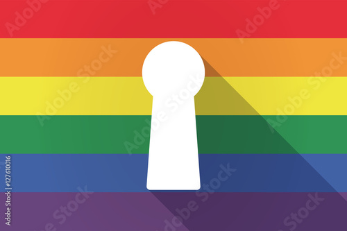 Long shadow lgbt flag with a key hole