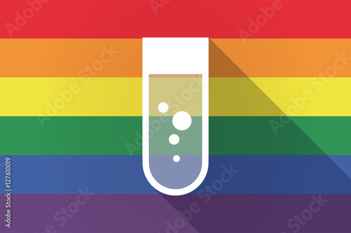 Long shadow lgbt flag with a chemical test tube