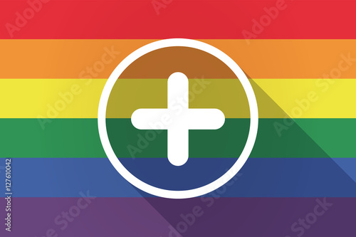 Long shadow lgbt flag with a sum sign
