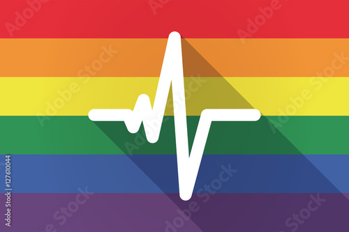 Long shadow lgbt flag with a heart beat sign