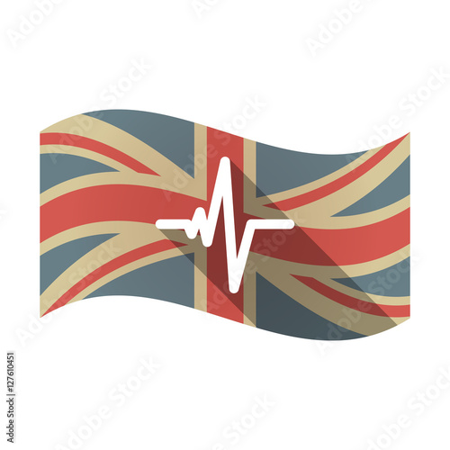 Isolated UK flag with a heart beat sign