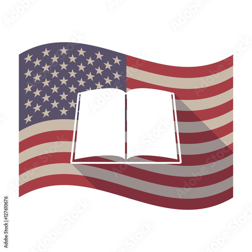 Long shadow USA flag with a book