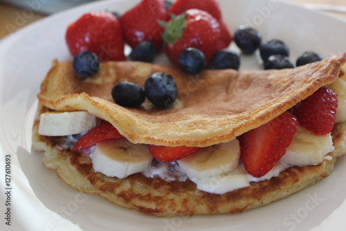 Pancakes with fresh fruits